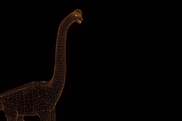 Dinosaur Brachiosaurus in Hologram Wireframe Style (en inglés). Niza 3D Rendering — Foto de Stock