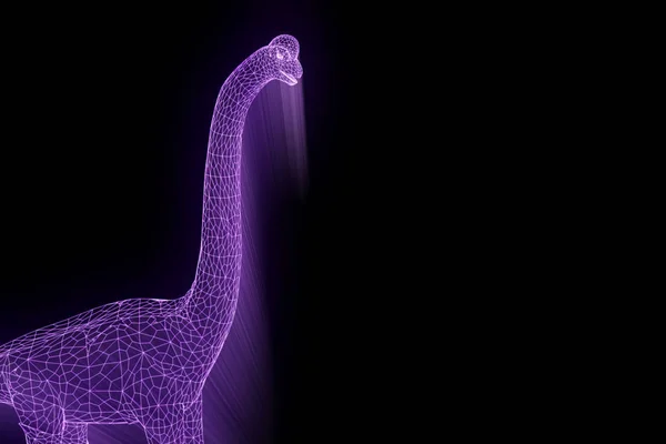 Dinoszaurusz Brachiosaurus Hologram drótváz stílusban. Szép 3D-s renderelés — Stock Fotó