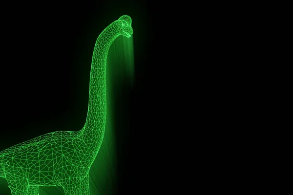 Dinoszaurusz Brachiosaurus Hologram drótváz stílusban. Szép 3D-s renderelés — Stock Fotó