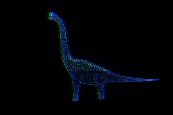 Dinosaur Brachiosaurus in Hologram Wireframe Style. Nice 3D Rendering — Stock Photo, Image