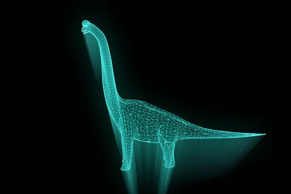 Dinoszaurusz Brachiosaurus Hologram drótváz stílusban. Szép 3D-s renderelés — Stock Fotó