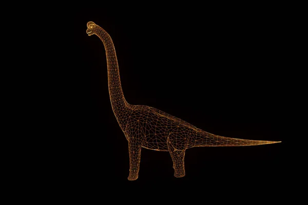 Dinosaur Brachiosaurus in Hologram Wireframe Style. Nice 3D Rendering — Stock Photo, Image