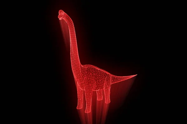 Динозавр Brachiosaurus в стиле голограммы Wireframe. Nice 3D Rendering — стоковое фото