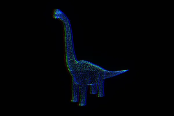 Dinosauro Brachiosauro in stile ologramma Wireframe. Rendering 3D piacevole — Foto Stock