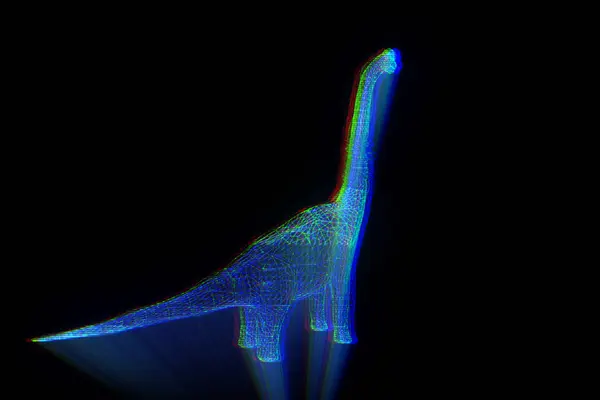 Dinosauro Brachiosauro in stile ologramma Wireframe. Rendering 3D piacevole — Foto Stock