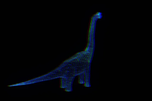 ホログラム ワイヤ フレーム スタイルで恐竜ブラキオサウルス。素敵な 3 d レンダリング — ストック写真