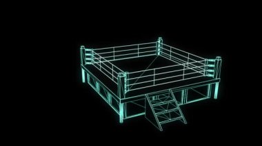 Boks ringe Hologramın tel kafes. Güzel 3d render