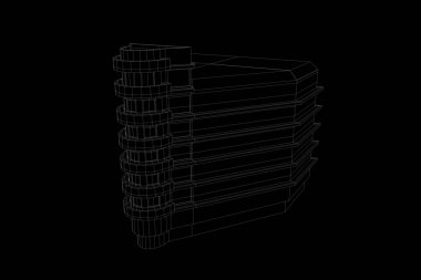 Tel Çerçeve hologramı stili binada. Güzel 3d render