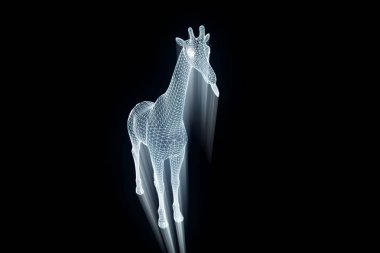 Zürafa Hologram tel kafes tarzı. Güzel 3d render