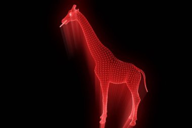 Zürafa Hologram tel kafes tarzı. Güzel 3d render