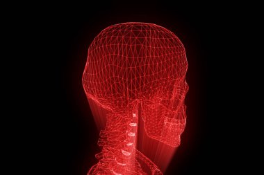 İnsan iskelet Tel Çerçeve hologramı hareket. Güzel 3d render