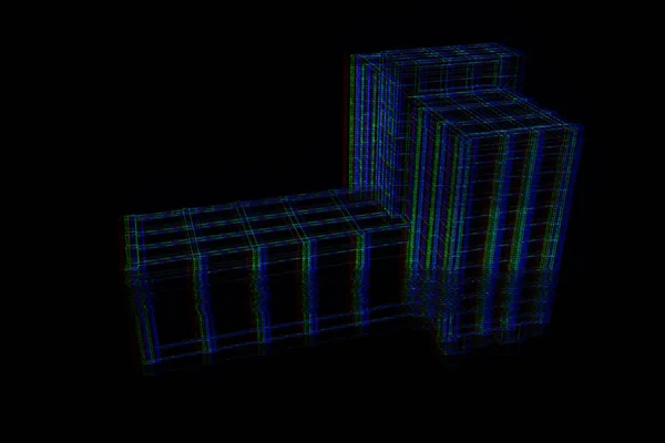 Gebäude im Hologrammstil. schönes 3D-Rendering — Stockfoto