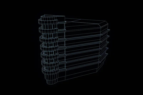 Costruire in stile ologramma wireframe. Rendering 3D piacevole — Foto Stock