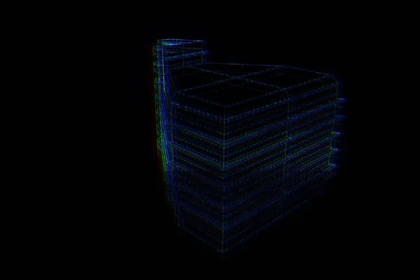 Gebäude im Hologrammstil. schönes 3D-Rendering — Stockfoto