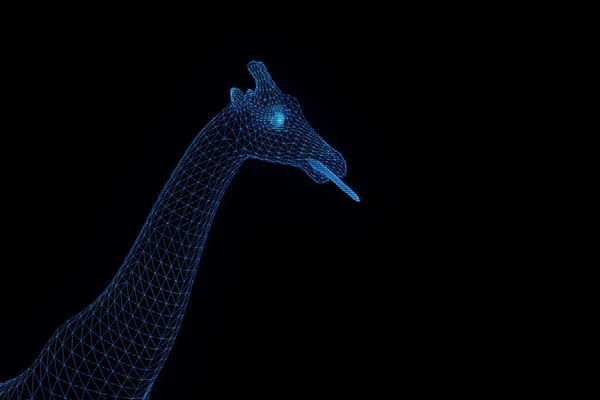 Girafa em holograma Wireframe Style. Boa renderização 3D — Fotografia de Stock