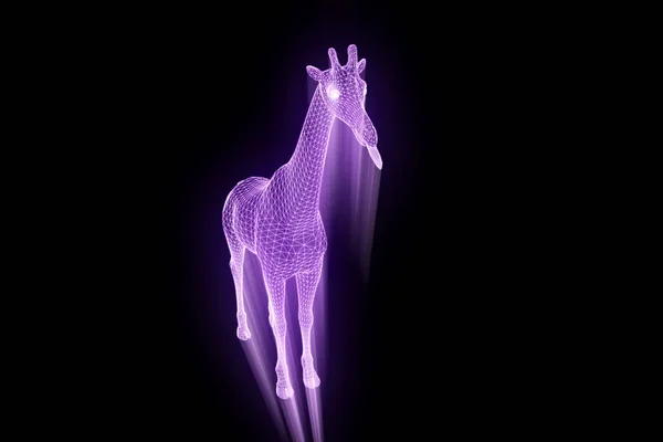 Giraffe im Hologramm-Drahtgestell-Stil. schönes 3D-Rendering — Stockfoto