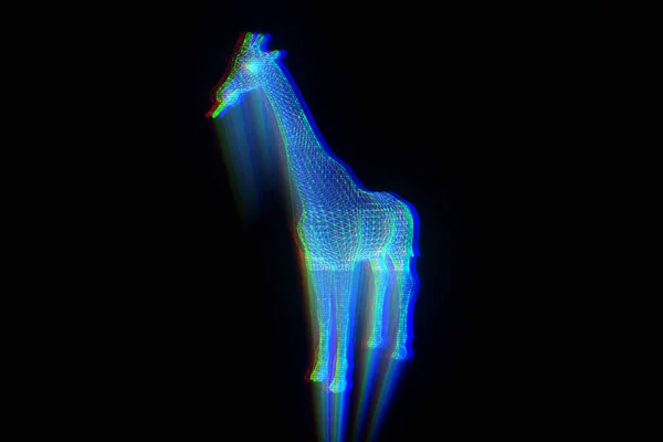 Jirafa en Holograma Wireframe Style. Niza 3D Rendering — Foto de Stock