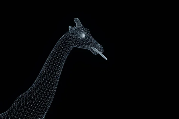 Girafa em holograma Wireframe Style. Boa renderização 3D — Fotografia de Stock