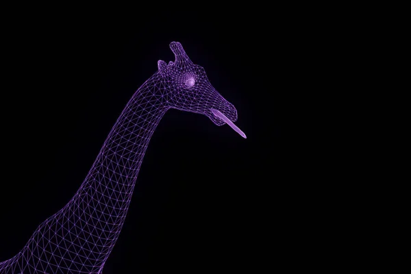 Żyrafa w stylu model szkieletowy Hologram. Ładne renderowania 3d — Zdjęcie stockowe