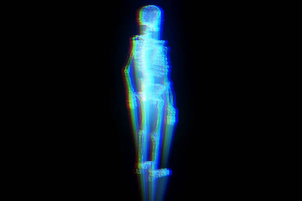 Ludzki szkielet szkielet Hologram w ruchu. Ładne renderowania 3d — Zdjęcie stockowe