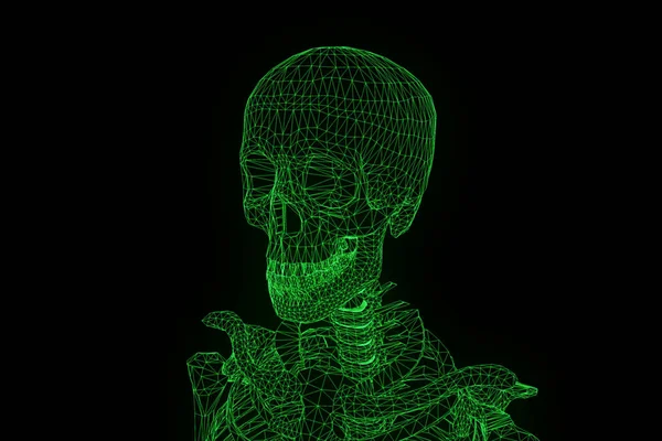 Menschliches Skelett DrahtHologramm in Bewegung. schönes 3D-Rendering — Stockfoto