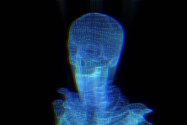 Голограма людського скелет каркасні в русі. Гарний 3d-рендерінг — стокове фото