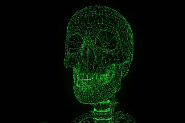 Human Skeleton Wireframe Hologram in Motion. Nice 3D Rendering — Stock Photo, Image