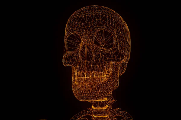 인간의 골격 와이어 프레임 모션에서 홀로그램입니다. 멋진 3d 렌더링 — 스톡 사진