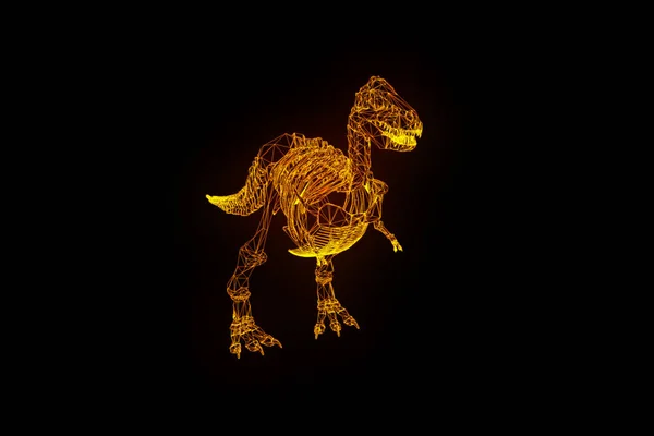 Dinozor Trex iskelet Hologram tel kafes tarzı. Güzel 3d render — Stok fotoğraf