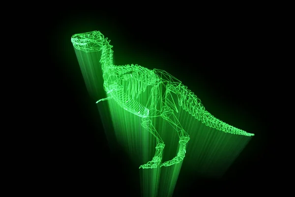 Trex szkieletu dinozaura w stylu model szkieletowy Hologram. Ładne renderowania 3d — Zdjęcie stockowe