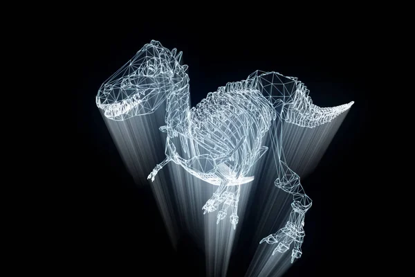 Dinozor Trex iskelet Hologram tel kafes tarzı. Güzel 3d render