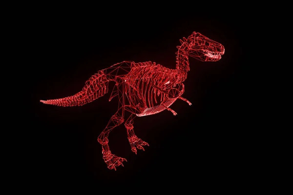 Dinozor Trex iskelet Hologram tel kafes tarzı. Güzel 3d render — Stok fotoğraf
