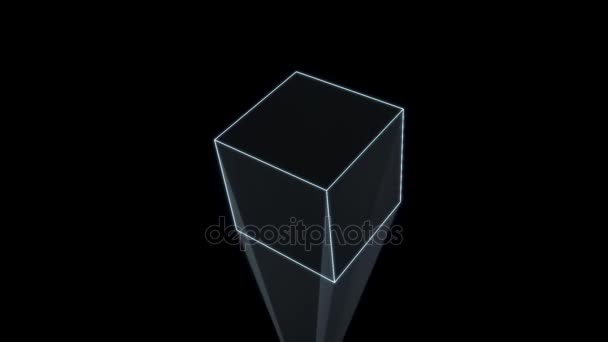 Absztrakt forma elem drótváz Hologram stílusban. Szép 3D-s renderelés — Stock videók