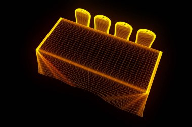 Konferans fiş Hologram tel kafes tarzı ile parti tablo. Güzel 3d render
