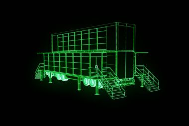 Kamyon araba Hologram tel kafes tarzı turne. Güzel 3d render. 