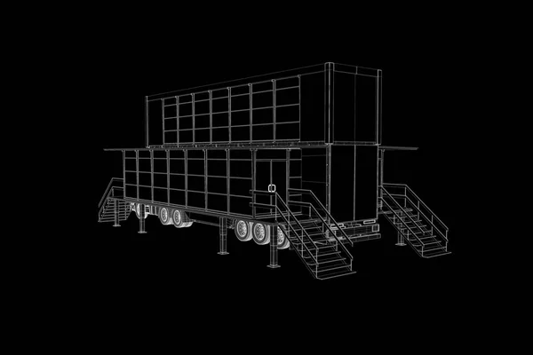 Touring Truck Car en estilo Holograma Wireframe. Niza 3D Rendering . —  Fotos de Stock