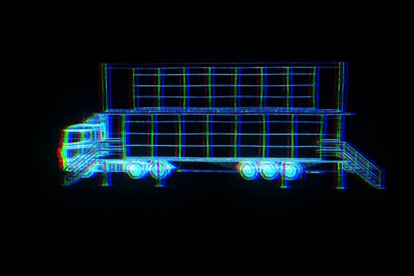 Voiture de camion de tourisme dans le style Wireframe hologramme. Belle rendu 3D . — Photo