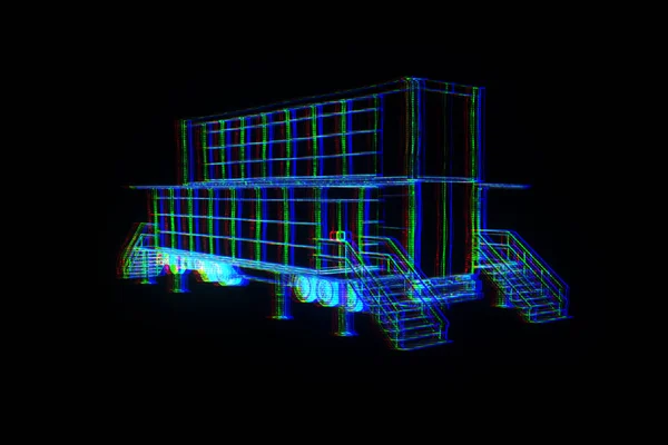 Voiture de camion de tourisme dans le style Wireframe hologramme. Belle rendu 3D . — Photo