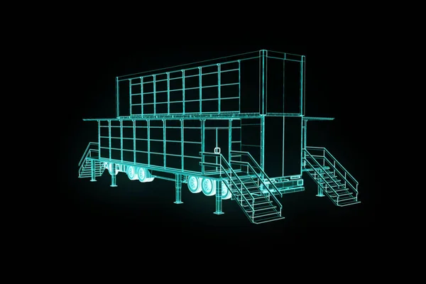 Turnera lastbil bil i hologrammet Wireframe stil. Fina 3d-Rendering. — Stockfoto