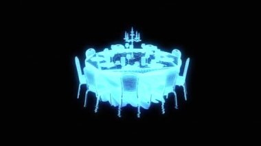 Konferans fiş Hologram tel kafes tarzı ile parti tablo. Güzel 3d render