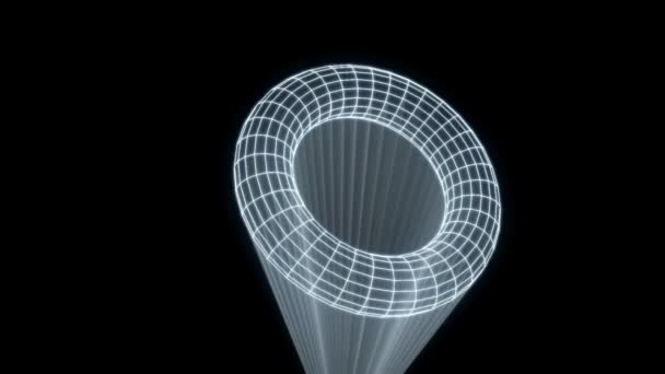 Elemento de forma abstracta en estilo holograma Wireframe. Niza 3D Rendering — Vídeos de Stock