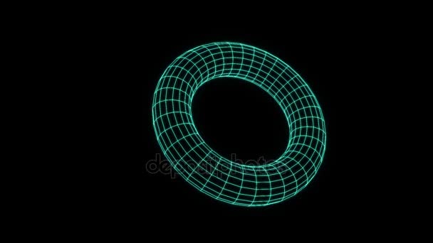 Abstract Shape Element in Wireframe Hologram Style. Nice 3D Rendering — Stock Video