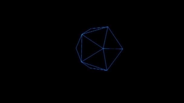 Elemento de forma abstracta en estilo holograma Wireframe. Niza 3D Rendering — Vídeos de Stock