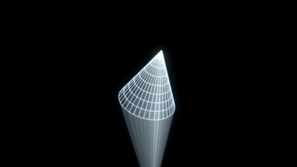 Élément de forme abstrait dans le style d'hologramme de Wireframe. Belle rendu 3D — Video