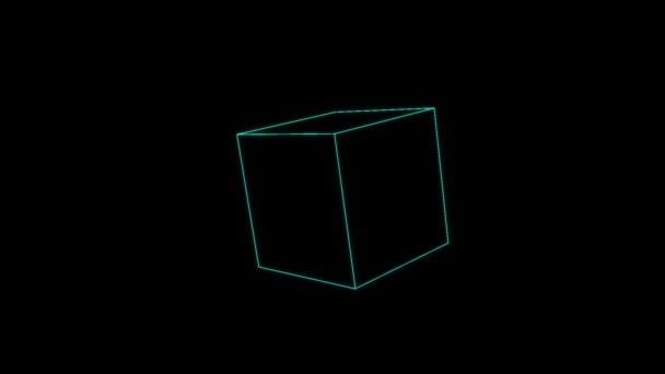 Elemento de forma abstrata em estilo holograma Wireframe. Boa renderização 3D — Vídeo de Stock