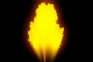 Ağaç bitki Tel Çerçeve hologramı tarzı. Güzel 3d render