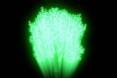 Ağaç bitki Tel Çerçeve hologramı tarzı. Güzel 3d render