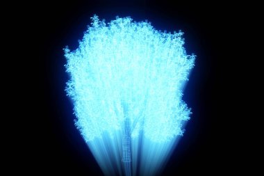 Ağaç bitki Tel Çerçeve hologramı tarzı. Güzel 3d render