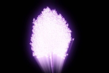 Ağaç bitki Tel Çerçeve hologramı tarzı. Güzel 3d render