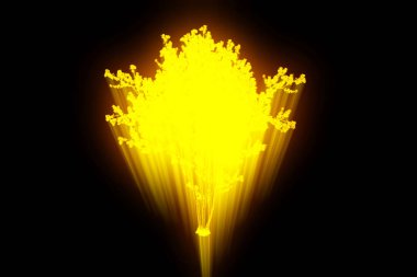 Ağaç bitki Tel Çerçeve hologramı tarzı. Güzel 3d render